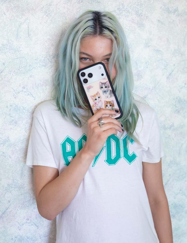 Image of Wildflower Cases - Compatible with iPhone 16 Pro Max | Protective Black Bumper, 6.5ft Drop Test Certified, Women Owned Small Business | Vintage Kittens