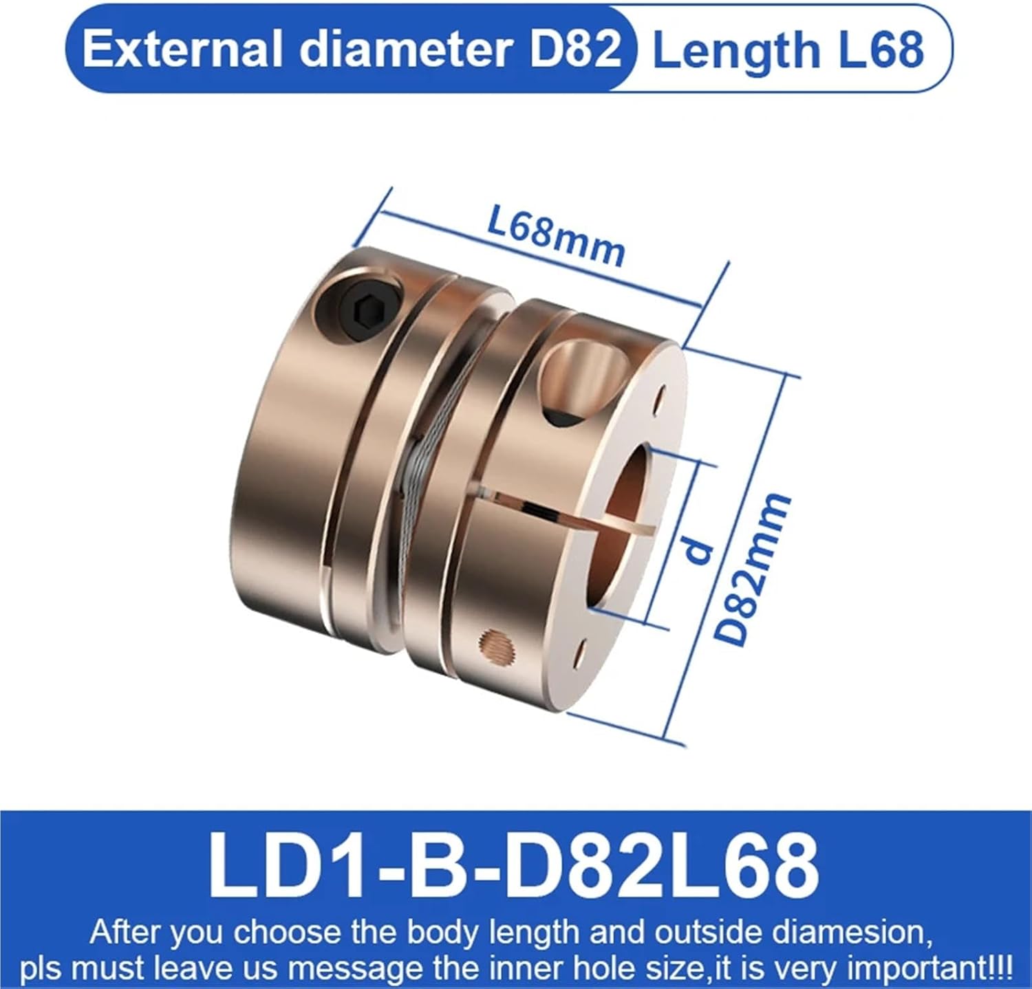 LD1-B-D82L68 LD2-B-D82L98 Flexible Motor Shaft Coupler LD D82L68/L98 Diaphragms Aluminium Accessories High Torque Cardan Rc CNC For 3D Print Coupling 1Pcs(LD2-B-D82L98-20X20)