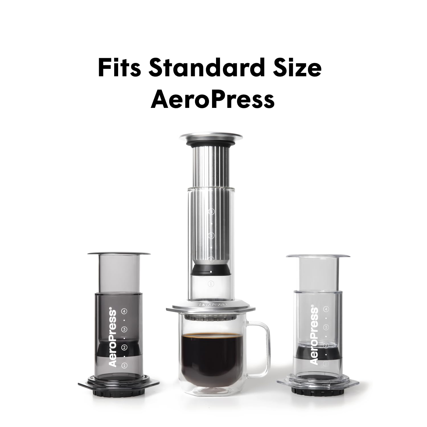 AeroPress Doppelwandige Kaffeetassen aus Borosilikatglas. Kristallklare Tassen mit Griffen, breiter Basis, extra dickem Glas – entwickelt für Standard Kaffeebereiter – 350 ml, 2er-Set