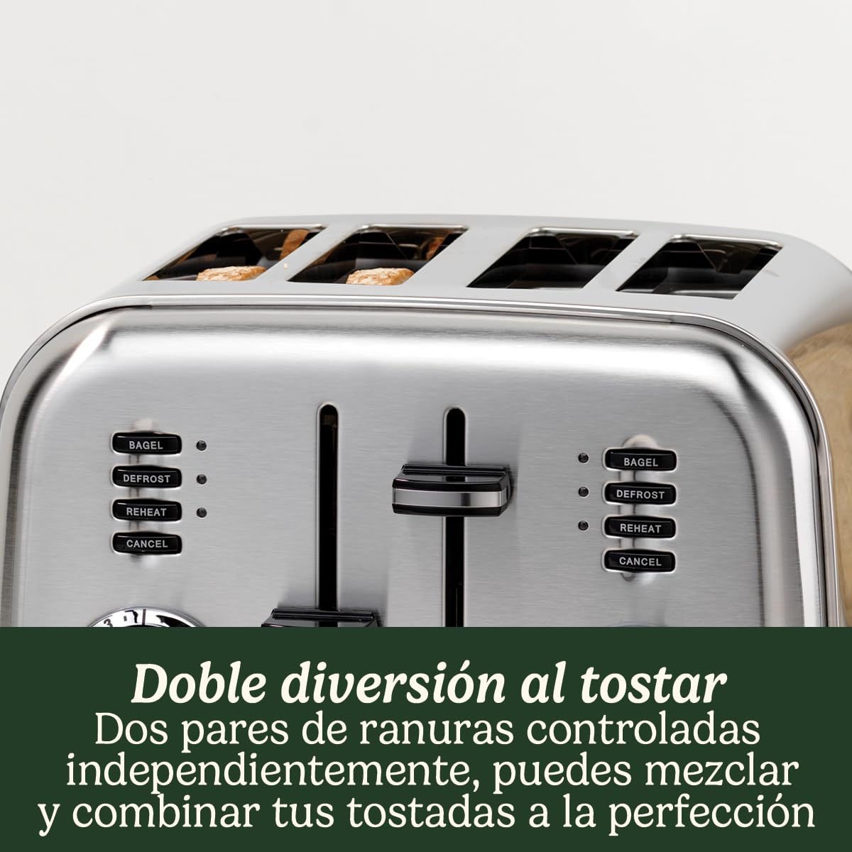Cuisinart CPT180PIE Tostadora de 4 Ranuras Anchas para Todo Tipo de Pan, 6 Niveles de Tostado, 1800W, Función Bagel, Descongelar y Recalentar, Rejilla de Centrado Automático, Palanca de Elevación