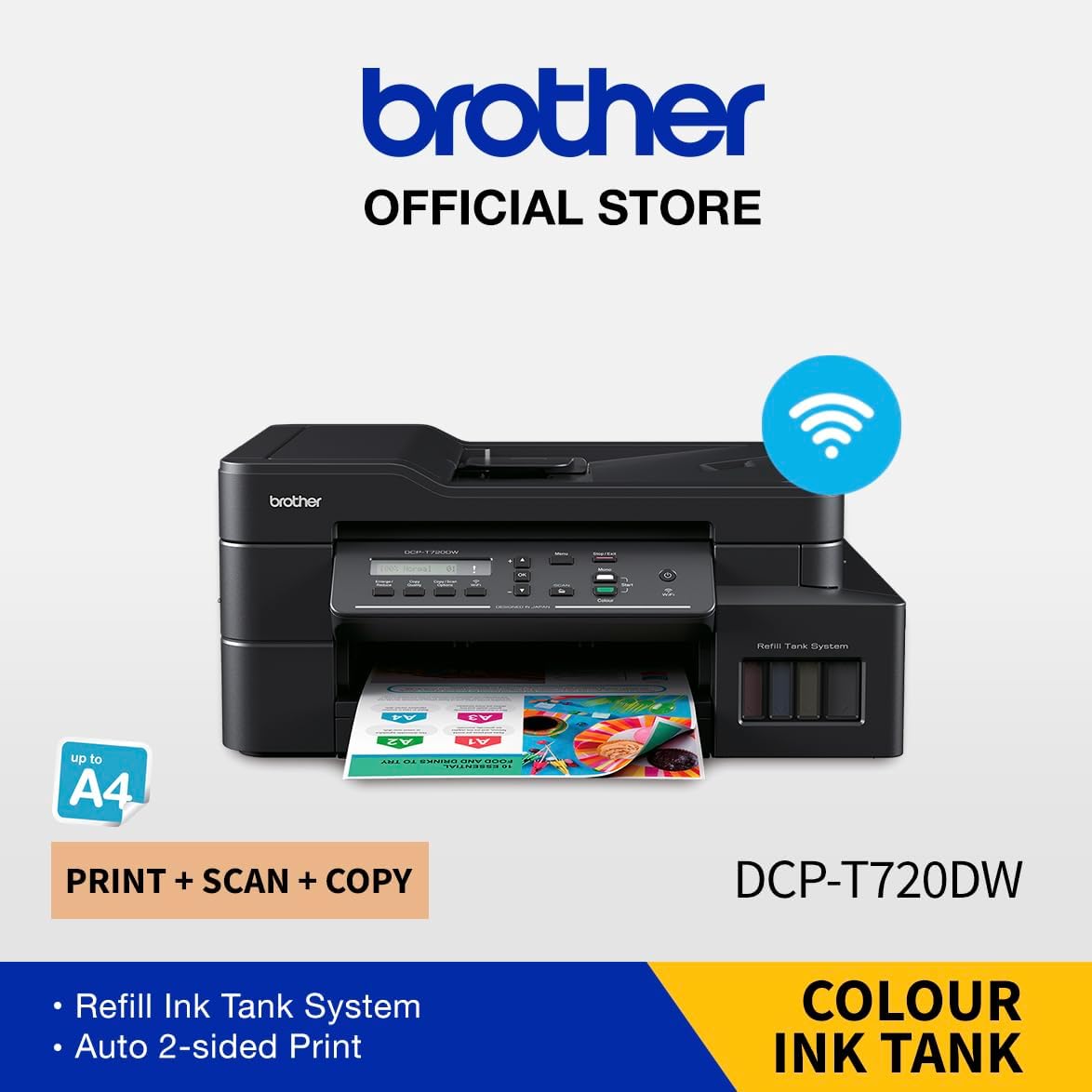 Brother DCP-T720DW printer with Wi-Fi symbol