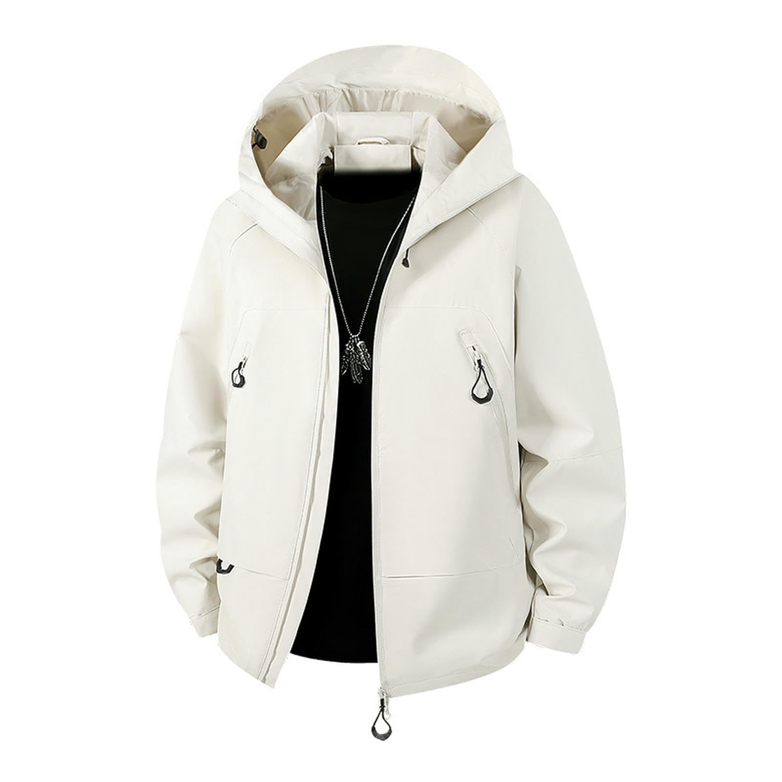 Chaqueta Cortavientos Rígida con Capucha para Parejas Blanco XL