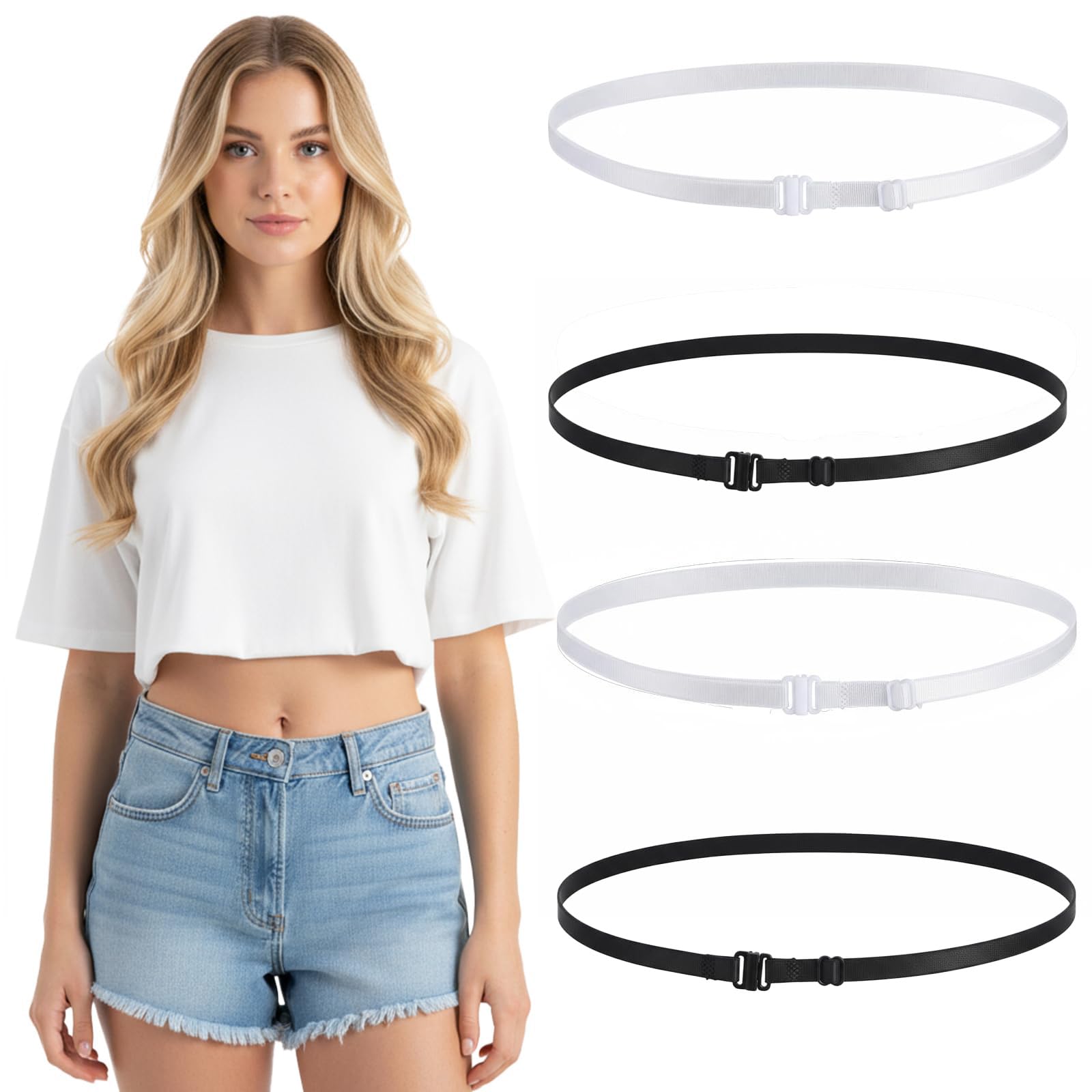 4-Piece Tucking Belt For Shirt, Elastic For Pants Waist, Extender For Women, Hidden Belt For Cloth Tuck In, Elastic Band For Clothes, Adjustable Belts-image-12