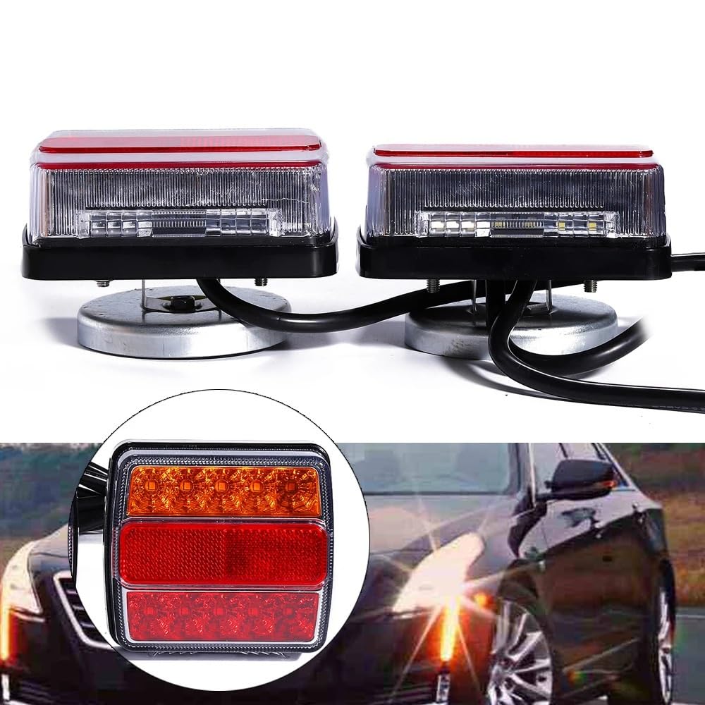 1 par de luces traseras LED para remolque con enchufe cable 75 m Kit para matrícula luz trasera roja y amarilla 12V
