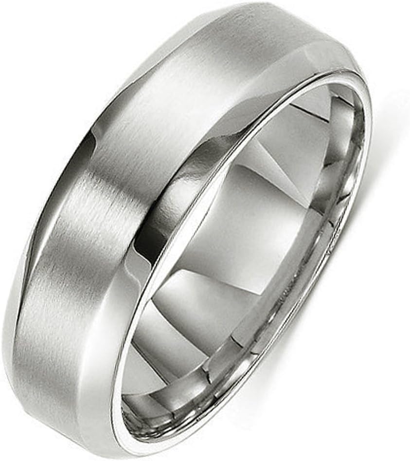 Gemini His Her Comt-Fit Beveled Edge Plain Wedding & Ttianium Rings width 5mm 7mm Valentine Day Gift
