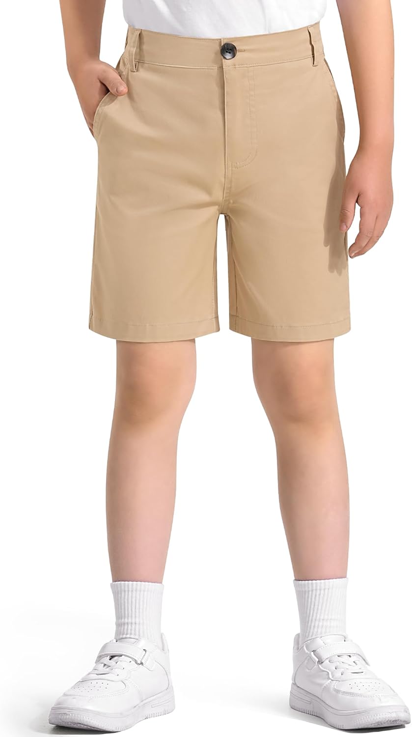 KEREDA Boys Uniform Shorts Elastic Waist Kids Golf Dress Preppy School Shorts with Pockets - Image 7
