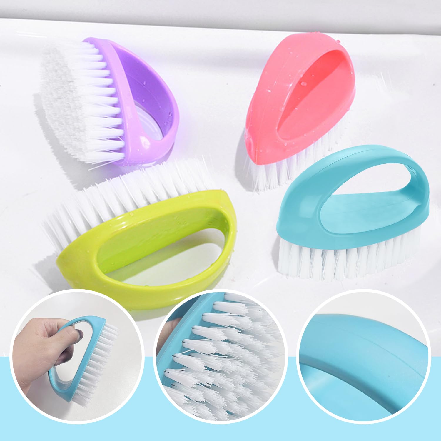 4Pcs Brushes and 4Pcs Nail Files, Nail Cleaning Brushes, Nylon Brushes, Nail Care Tools, Manicure Tools - Image 3