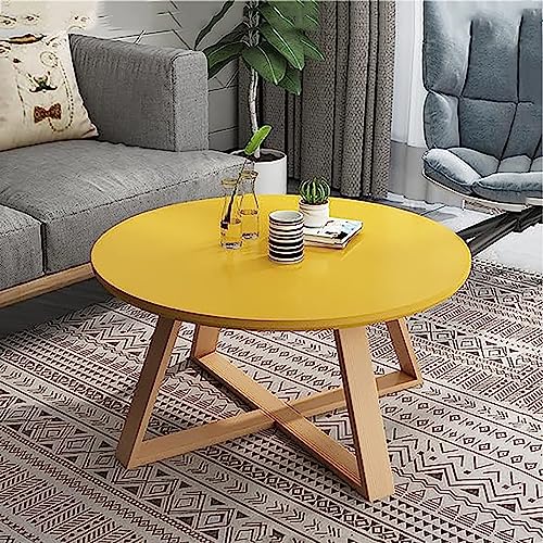 Table basse en bois massif ronde d'exception, finitions de style ferme