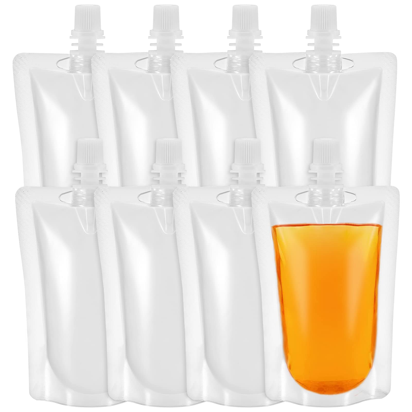Yardwe 50pcs Drink Flasks Clear with Caps Disposable Juice Bags for Travel Outdoor 100ML