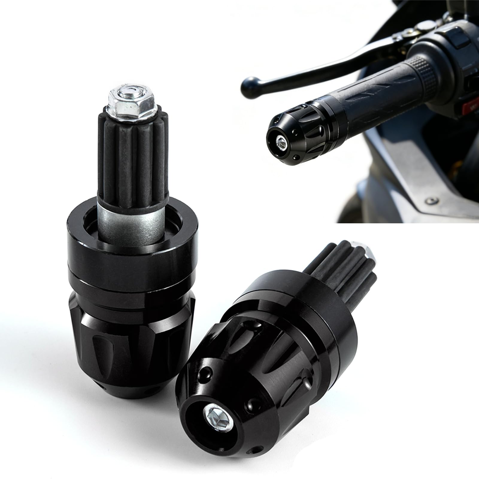 Bilancieri Manubrio moto Universali 7/8" 22 mm Contrappesi Manubrio moto per Cafe Racer Bobber Chopper Scooter ATV UTV street bike dirty bike (Nero)
