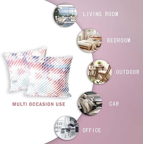 Miniatura 5 de Juego de 2 fundas de almohada decorativas modernas y coloridas a rayas de 18 x 18 pulgadas, fundas de cojín cuadradas abstractas neutrales para