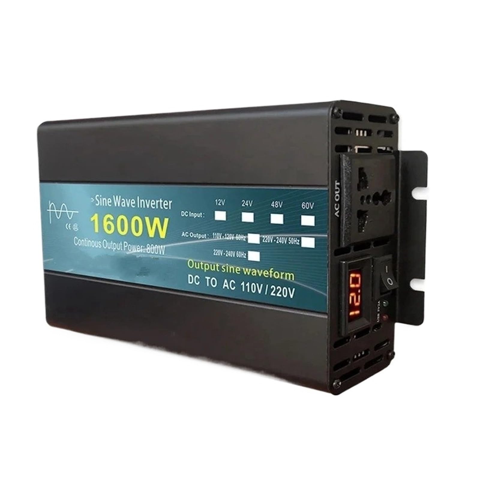Transformateur Tension 24V 220V 1600W Onduleur Solaire Onde Sinusoïdale