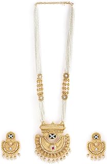 Rubans Pearl Long Necklace Set Gold Plated Traditional Stylish Jewellery Gift for Women & Girls Price In India
