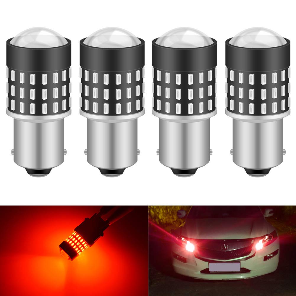 KATUR 1156 BA15S 7506 1073 1095 żarówka LED 3014 54 chipsety 650 lumenów zamiennik do kierunkowskazu kopia zapasowa tylna hamulec hamulec postojowy światła do kampera, czerwona (opakowanie 4 szt.)