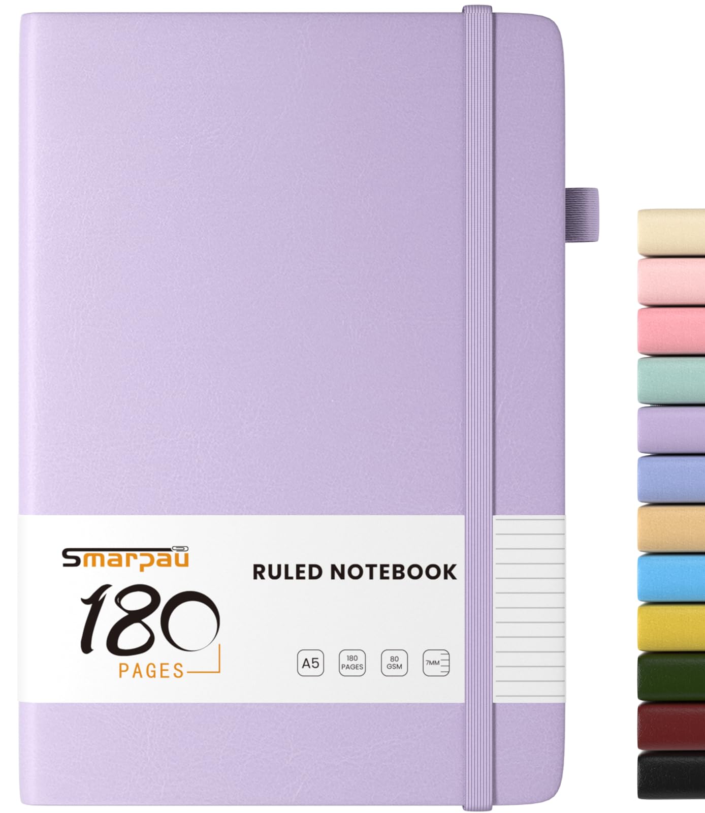 Smarpau Notizbuch A5, Lined Dickes Journal, 180 Seiten Hardcover Notizbücher, 80gsm Papier Leder Journal für Erwachsene Arbeit, Schreiben, Notizen, Lernen, Reisen, 14.5 x 21cm - Lila