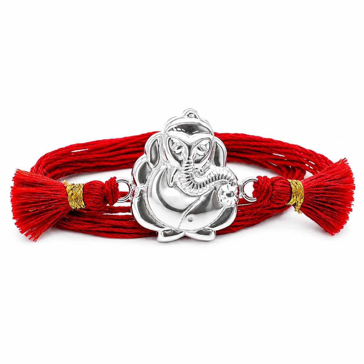 Silver Rakhi for Brother | Religious Designer Rakhi for Bhai with Adjustable Thread | Traditional Raksha Bandhan Gift-image-49