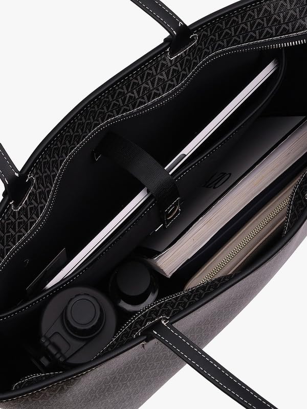 Image of Kazo Marcelle Tote | Premium Faux Leather Handbag for Women | Spacious Printed Shopper with All-Over KZ Logo | Fits 15 inch Laptop