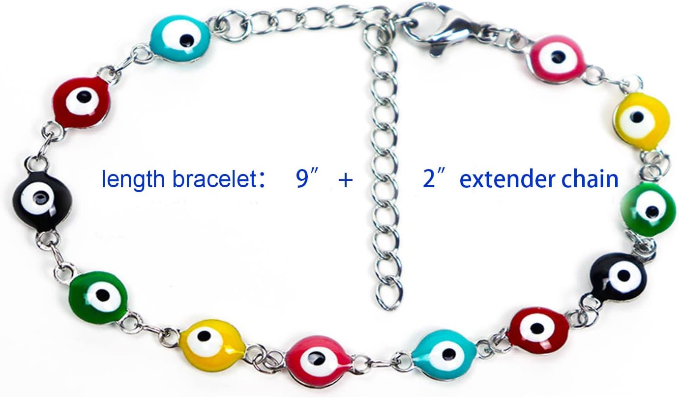 2 Pcs Evil Eye Anklet Bracelets for Women Men,18K Gold Plated Stainless Steel, Handmade Adjustable Amulet, Evil Eyes Jewelry for Family Best Friends - Image 4