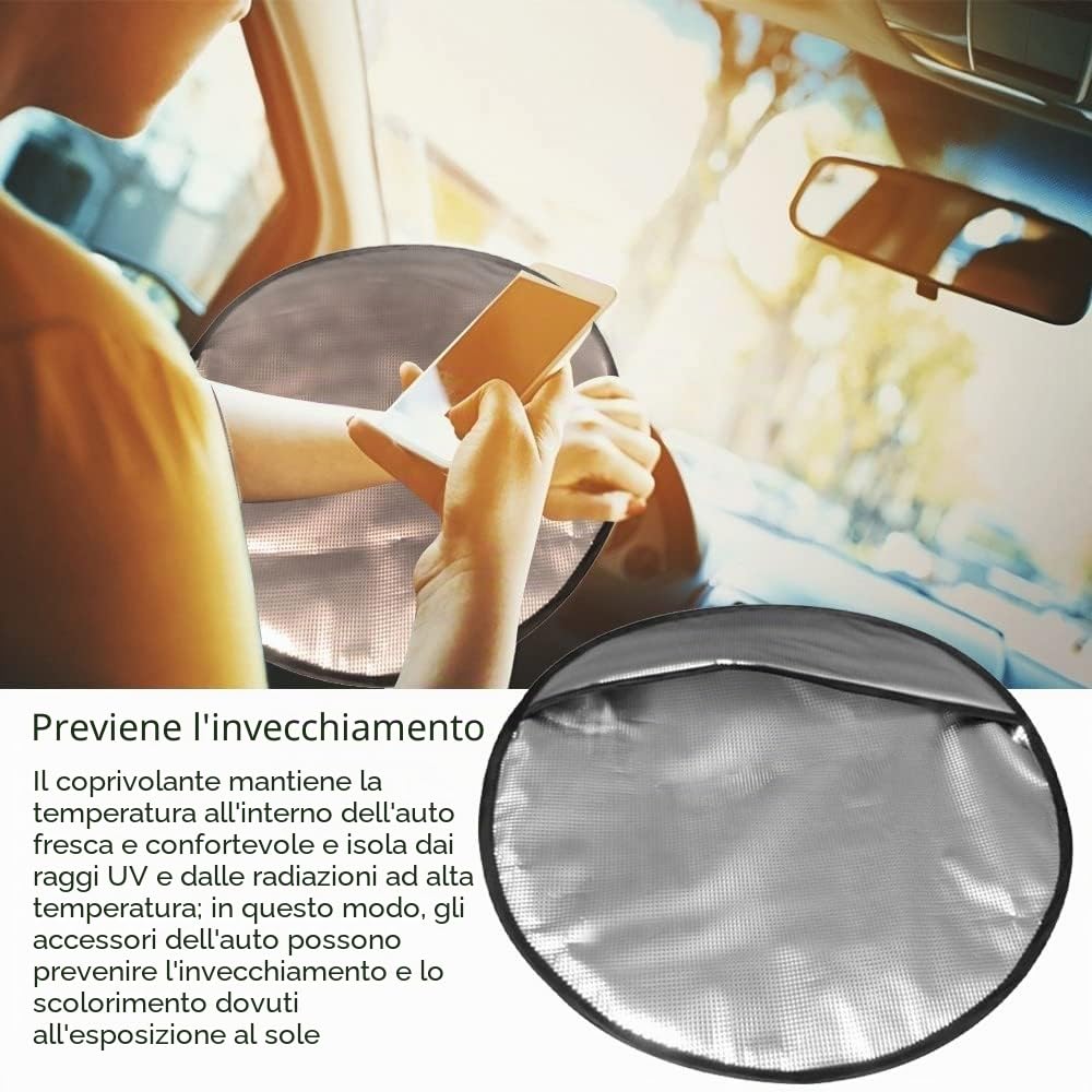 DONGKER Parasole Volante per Auto,40cm/15,75" Coprivolante Parasole per Auto in Alluminio per la Maggior Parte di Auto SUV Camion