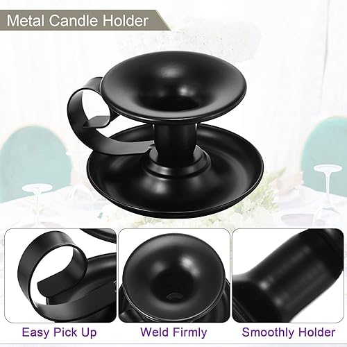 Miniatura 3 de PATIKIL Portavelas cónico de hierro retro, juego de 4 candelabros simples negros para Halloween, centro de mesa, fiesta, boda, comedor, decoración