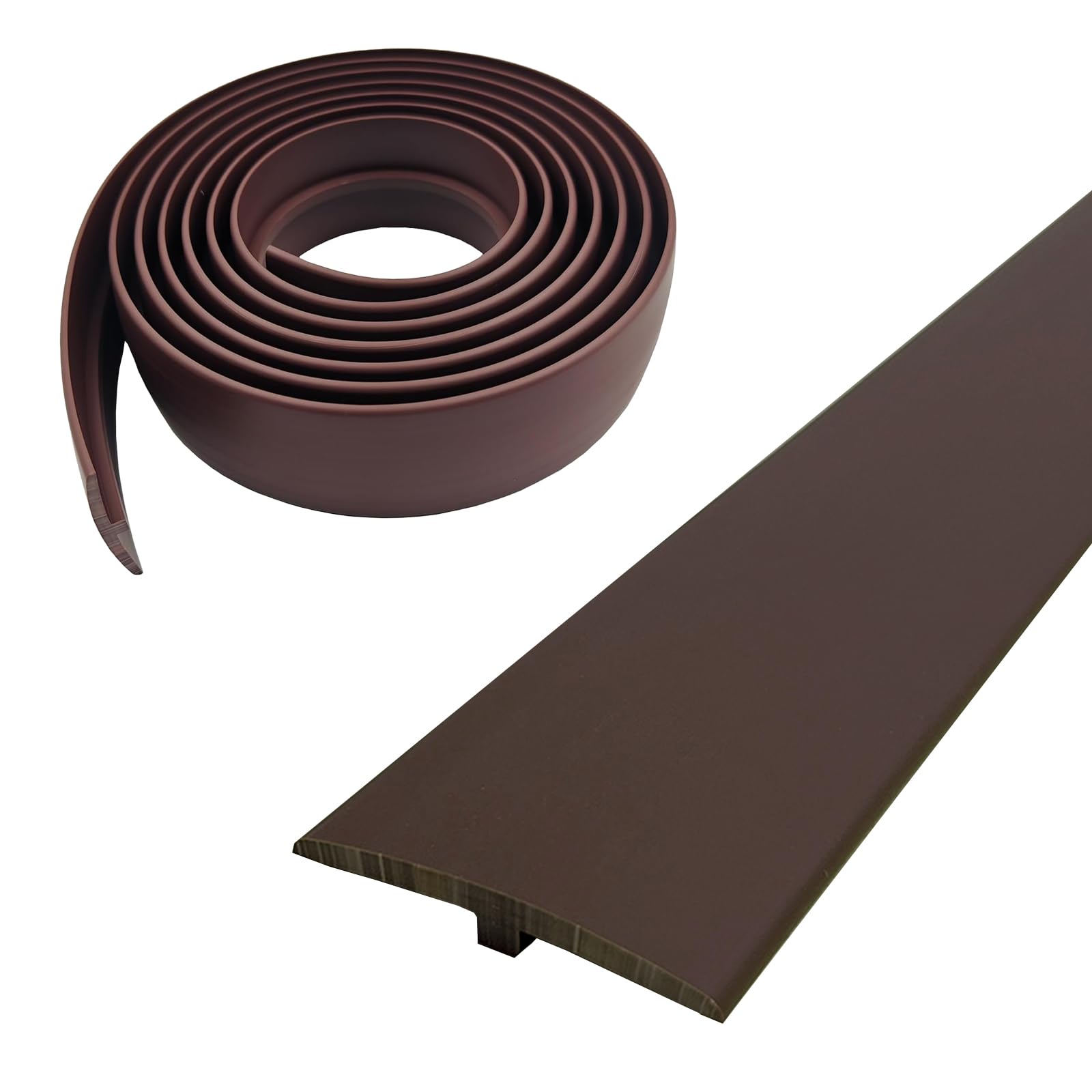 T Molding Trim,Floor Transition Strip 5cm×3m T Section Bar PVC Flat Divider Strip Laminate Profile Flooring Edge Trim for Door Threshold Joining Flooring Gaps of Laminate Plank Tile (Brown, 3M)