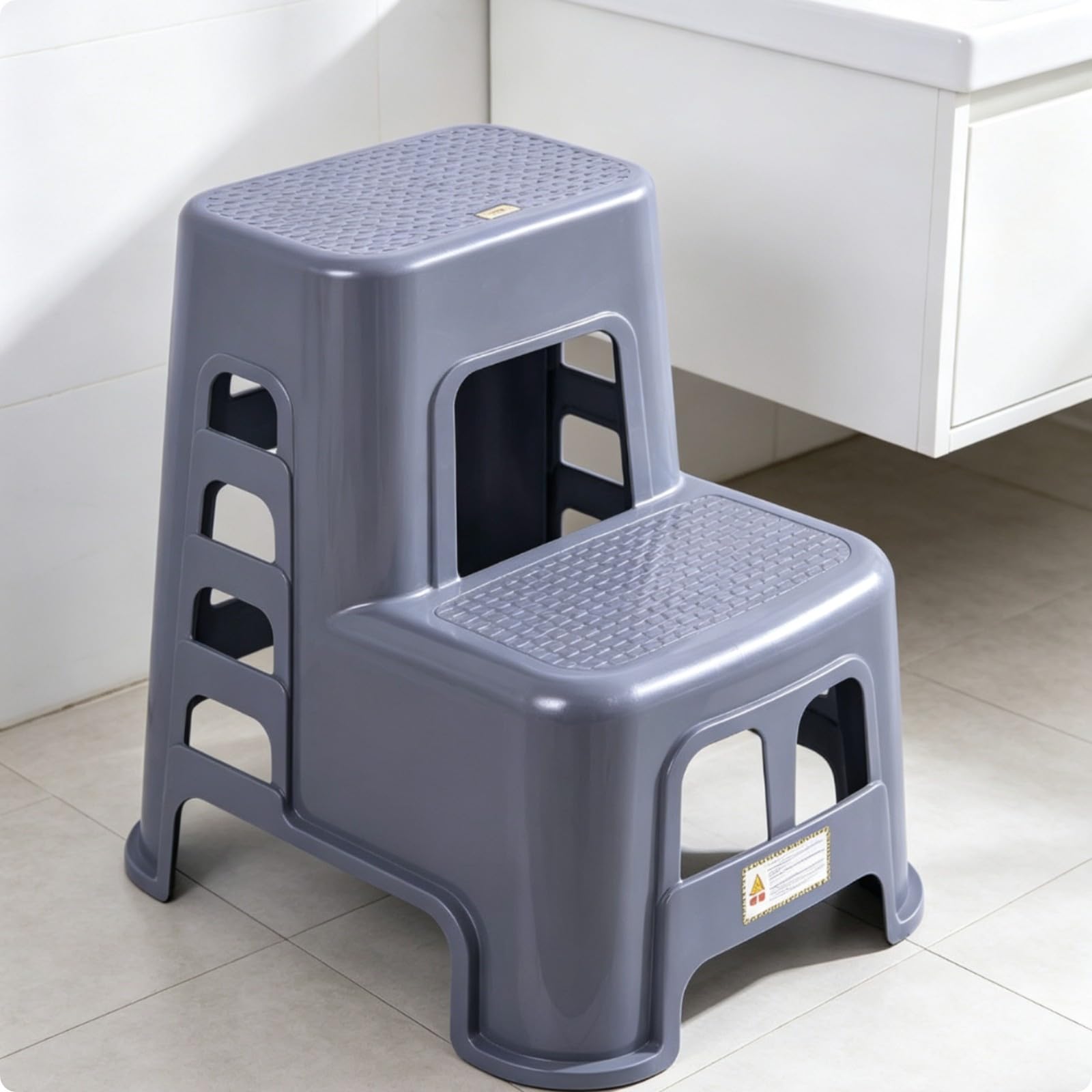Taburete Dos Peldaños Estable | Ligero, Taburete con Estante Antislizante, para Cocina, Niños