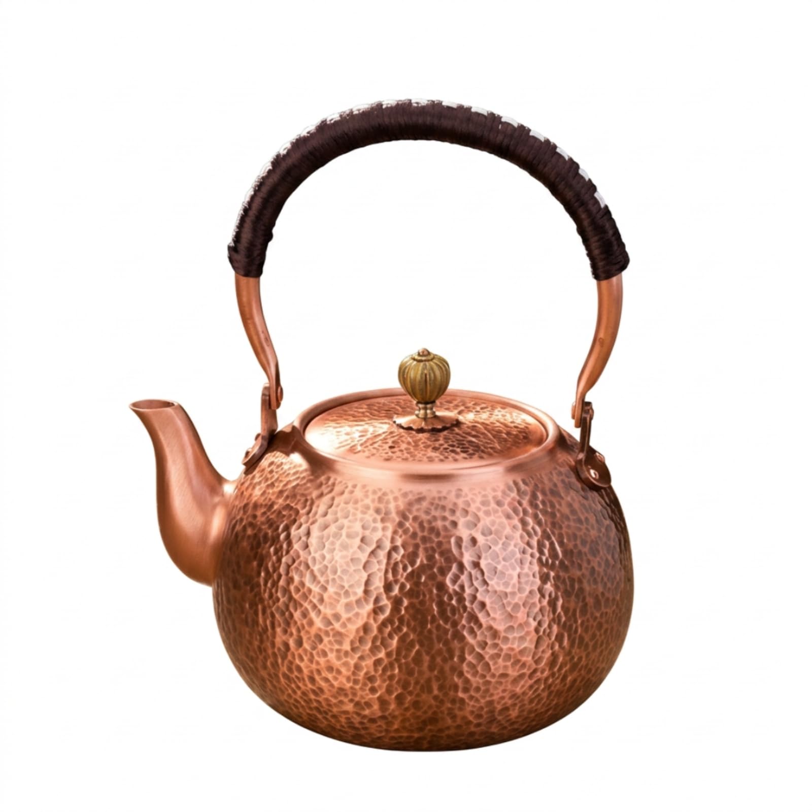 Tetera Cobre Martillado Tetera Artesanal a Mano Vajilla para Aficionados Al Té, Coleccionistas, Cocina, coración, 1420ml, Cobre Púrpura Con Patrón Martillado