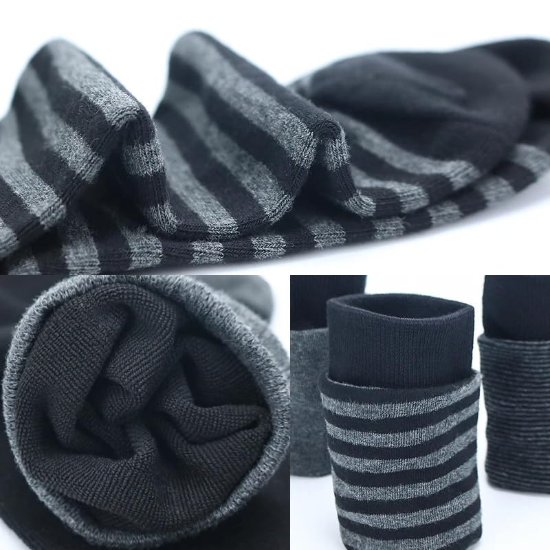 Dninmim 5 Pairs/Lot Men Dress Socks Large Size Business Stripe Black Gray Solid Cotton Socks4