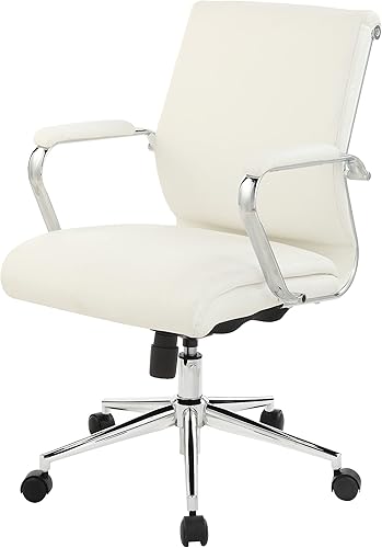 Miniatura 8 de Office Star Silla de oficina ajustable Antimicrobial Manager con base cromada, respaldo medio, tela de nieve Dillon