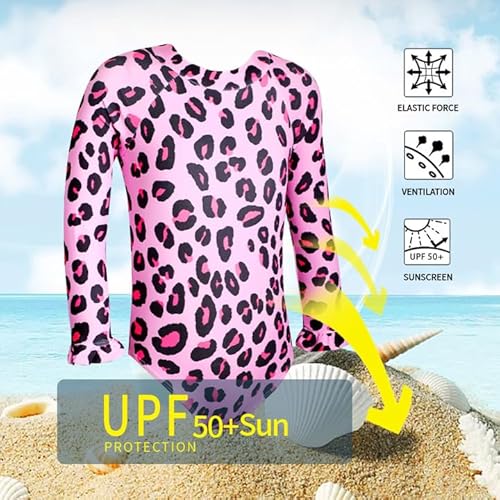 Alakuoti Long Sleeve One Piece Ruffle Swimsuit For Toddler Girls Baby Girl Rashguard Shirt With Upf 50+ Sun Protection thumb #2