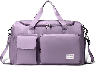 شنطة دفل رياضية مقاومة للماء مع جيب للملابس الرطبة وجيب للحذاء للنساء دافل بسوستة ويدين وحزام للكتف للسباحة وصالة الالعاب الرياضية والسفر والعطلات أرجواني قماش أكسفورد من فيكتوب