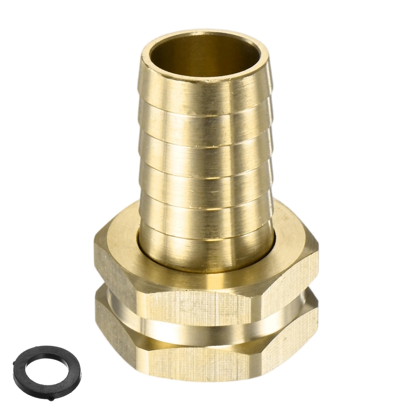 M METERXITY Brass Garden Hose Adapter Swivel Fitting, 3/4" Barb to 3/4" GHT Female Connector Swivel Hex Brass Garden Water Hose Pipe Connector with 1 Rubber Ring for Lawn/Boat/House/Irrigation