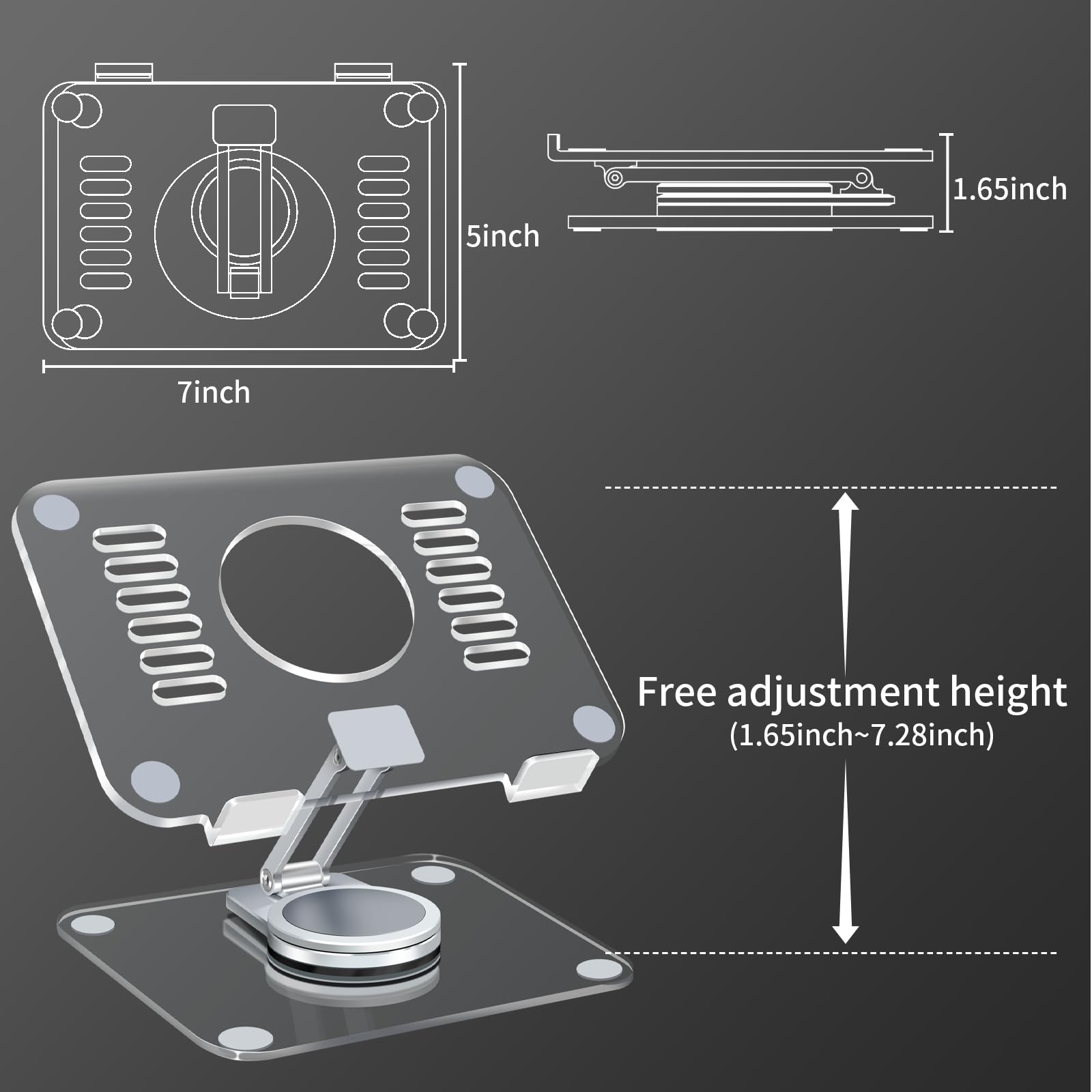 Supporto per tablet regolabile per scrivania, supporto pieghevole per iPad, compatibile con tablet da 4-12,9 pollici, monitor, PS, Switch, iPhone e Kindle