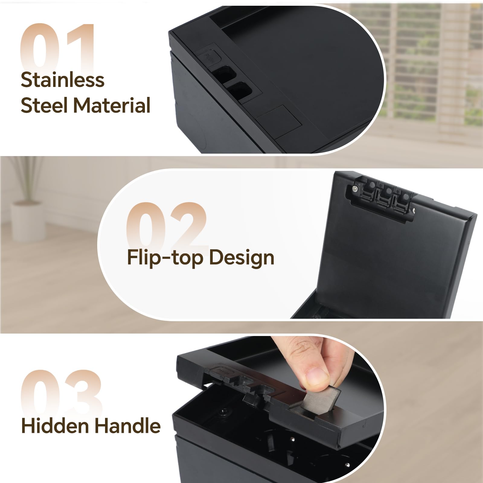 Enchufe empotrado invisible en el suelo, enchufe de acero inoxidable, enchufe de suelo multiusos, 2AC + 1USB-A+1USB-C+1CAT6, enchufes empotrables con tapa para oficina, hogar, aula, resistente al agua