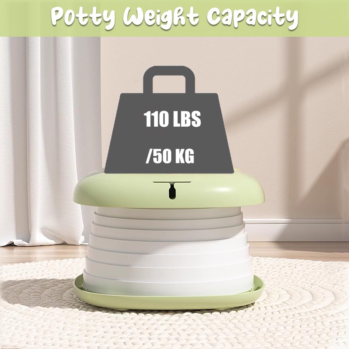 KAMHBE Travel Potty 3-in-1 Portable Potty for Toddlers Foldable Training Toilet Seat Kids Carry Potty Chair for Car Camping Indoor Outdoor Bathroom - (Green) 3