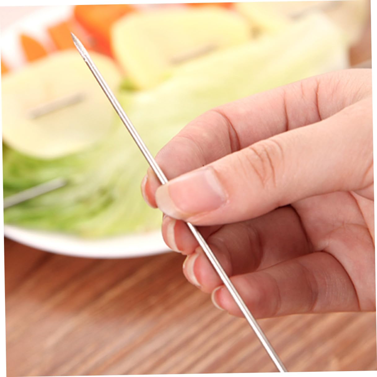 Pinchos para Barbacoa de Acero Inoxidable, 100 Piezas para Asados | Acabado Plata, Aptos para Camping, Picnic y Parrilla Exterior Complementos de Barbacoa para Uso al Aire Libre