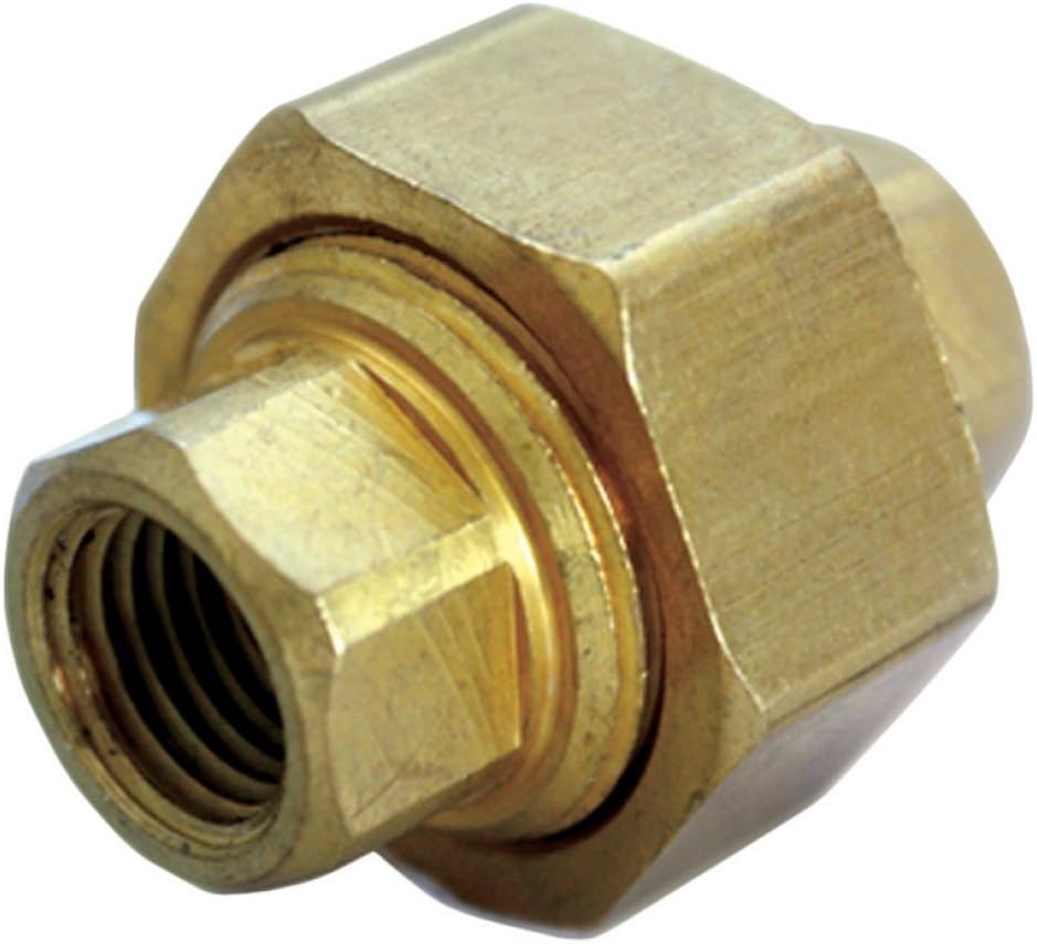 JMF 1/4 in. Dia. x 1/4 in. Dia. FPT To FPT To Compression Yellow Brass Union