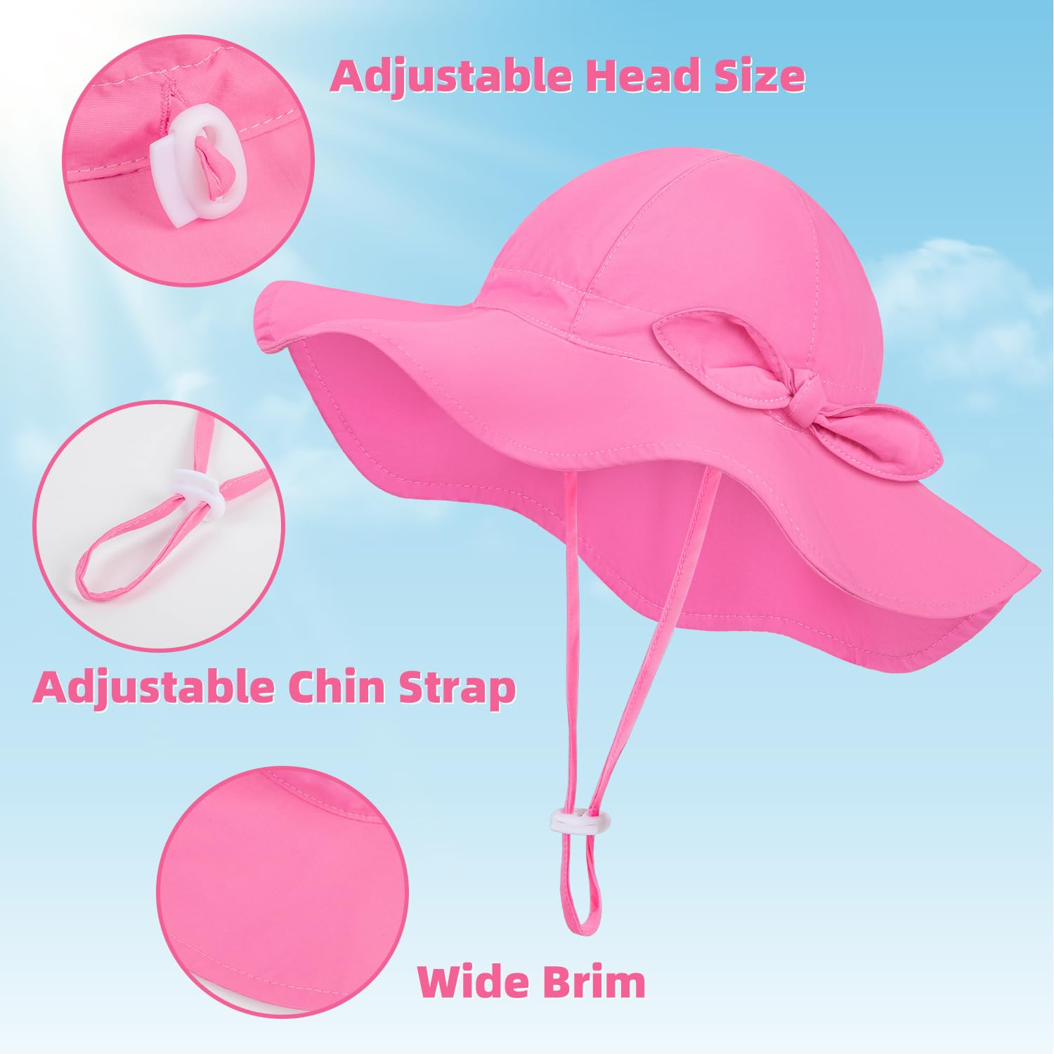 Snapklik.com : Baby Sun Hat Toddler Girl Beach Hat Adjustable Outdoor ...