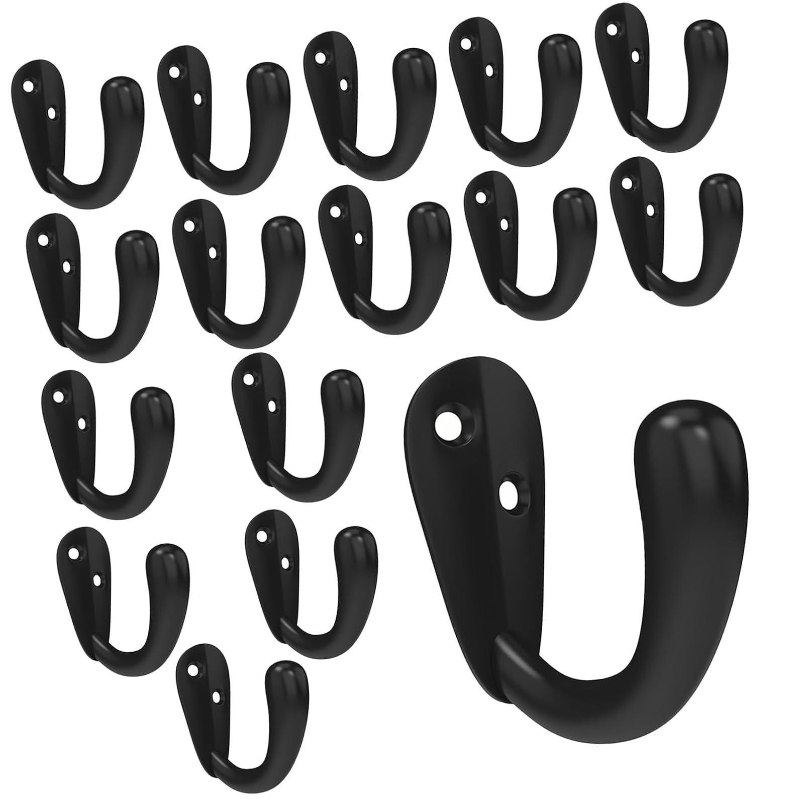 Kalttoy Black Of 20 Heavy Duty Wall Hook Waterproof Rustproof For Versatile Home Storage Hanging Coat Jackets Robes Bags Purses Bag Hook