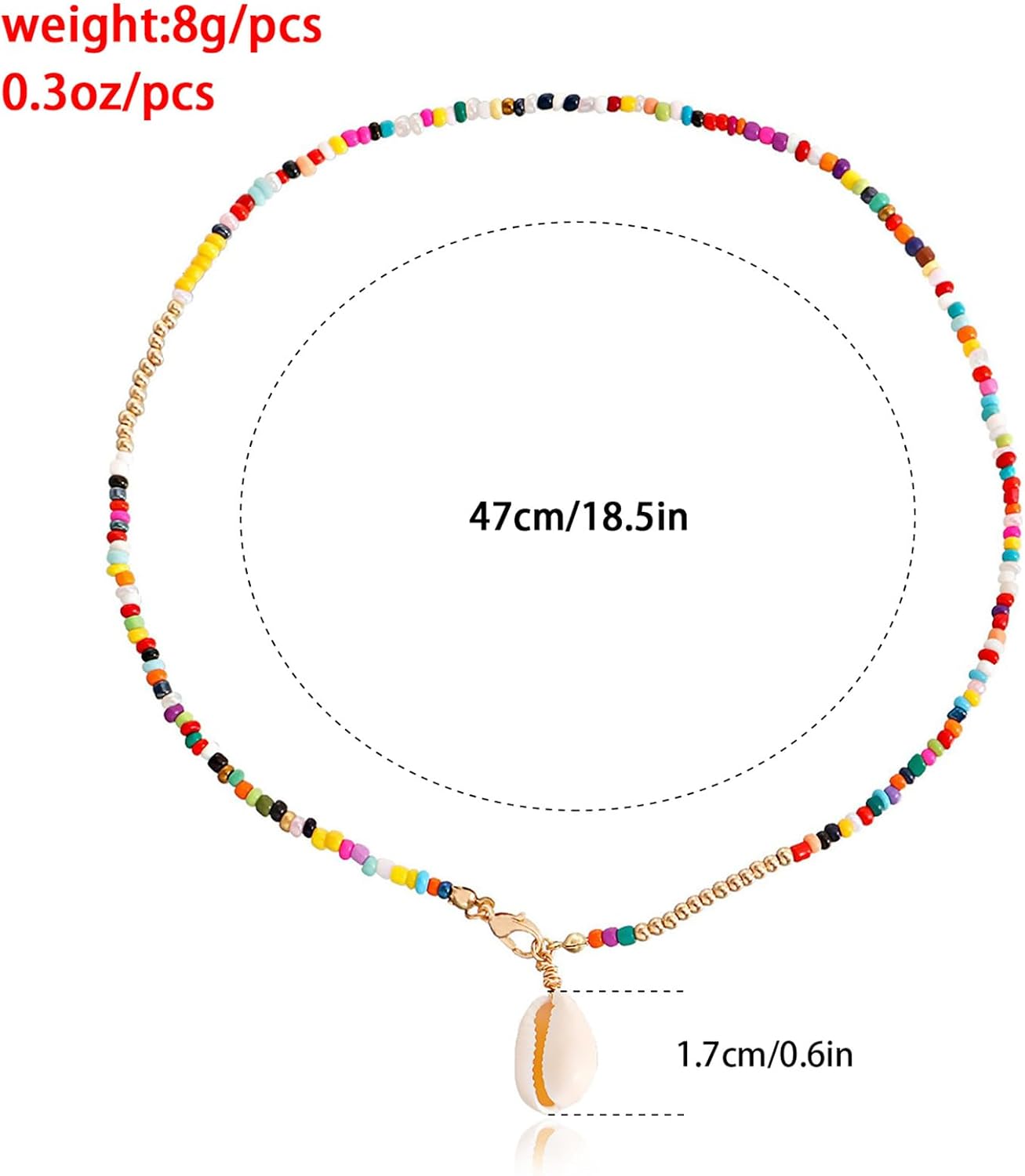 Spiritrain Boho Seashell Rainbow Beaded Necklace for Women Handmade Bohemian Colorful 2 Layered Natural Ocean Shell Choker Necklace for Hawaiian Summer Beach Holiday Surfer Fashion Jewelry Gifts - Image 8