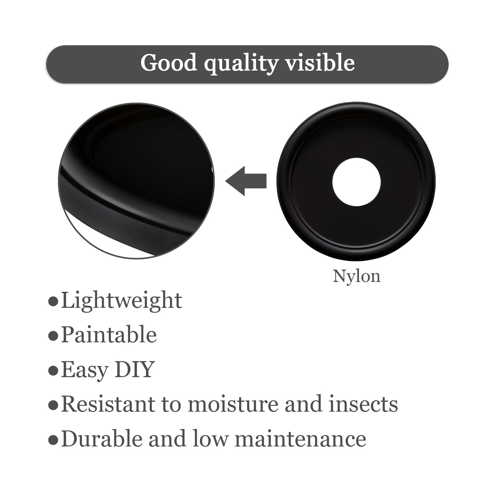 Black Ceiling Medallion - Light Fixture Cover -5