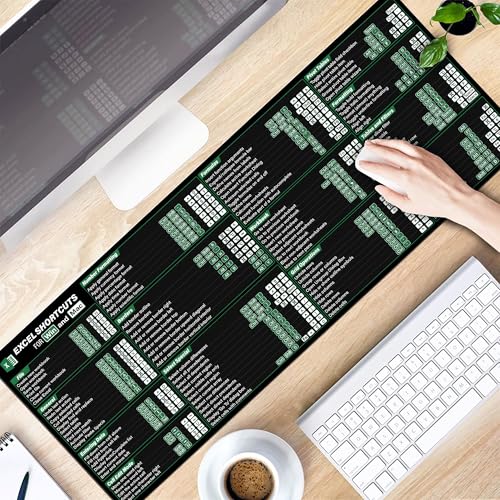 Image of Excel Shortcuts Cheat Sheet Mouse Mat KMH Office Cheatsheet Mouse Pad for Windows Ma.c, Excel Large Desk Mat, Mousepad Essential Computer Accessories for Study, Work, and Reference Purposes