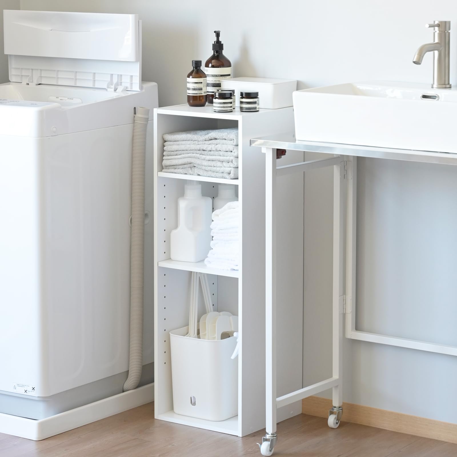 Amazon｜山善(YAMAZEN) ラック 棚 スリム 3段 A4対応 隙間収納 (棚板の