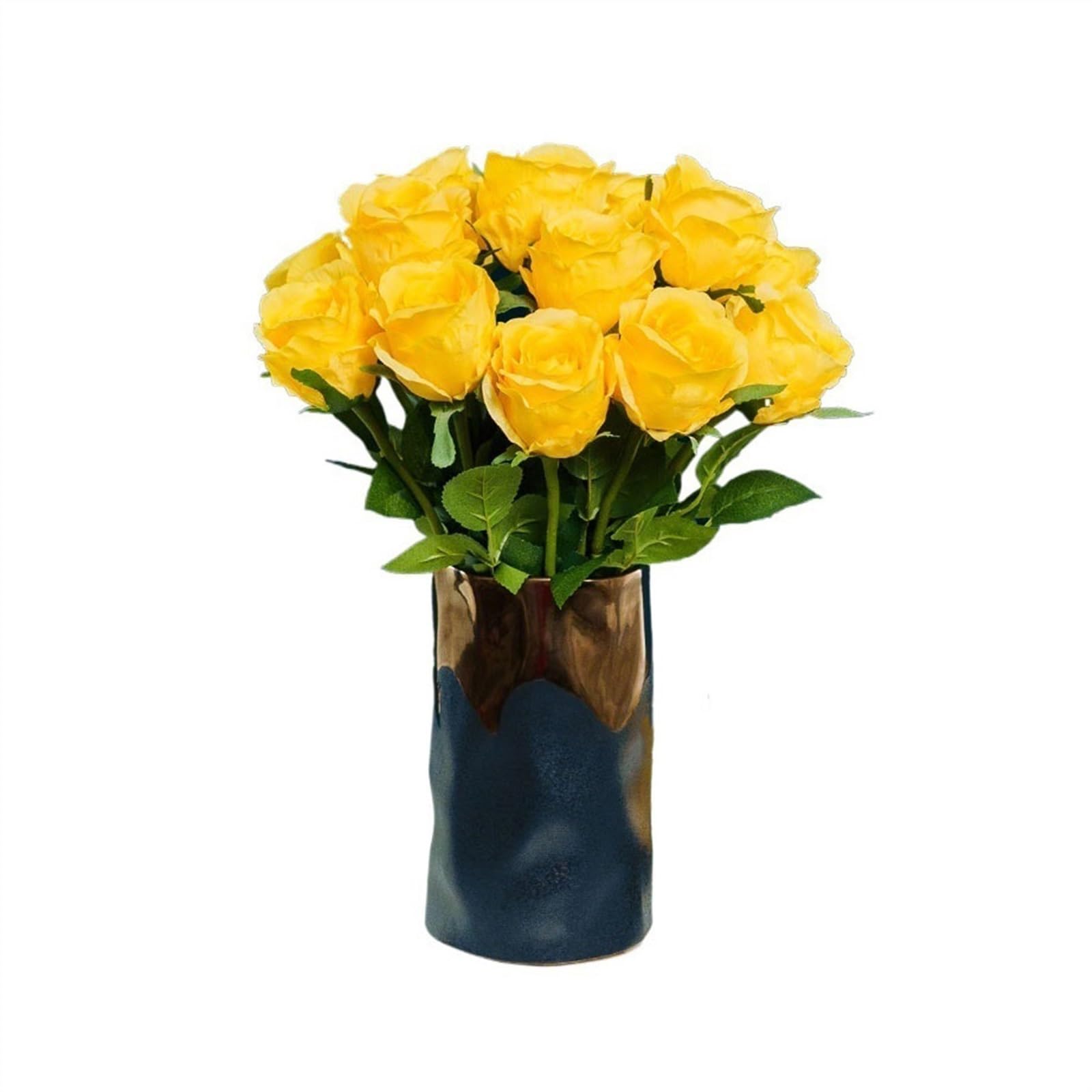 Gv8pA5fj7b Ready Arranged Flowers in Vase Fake Flower Bouquet Indoor Decorations Simulation Arrangement Living Room Floral Arrangements Table Centerpieces(Yellow)