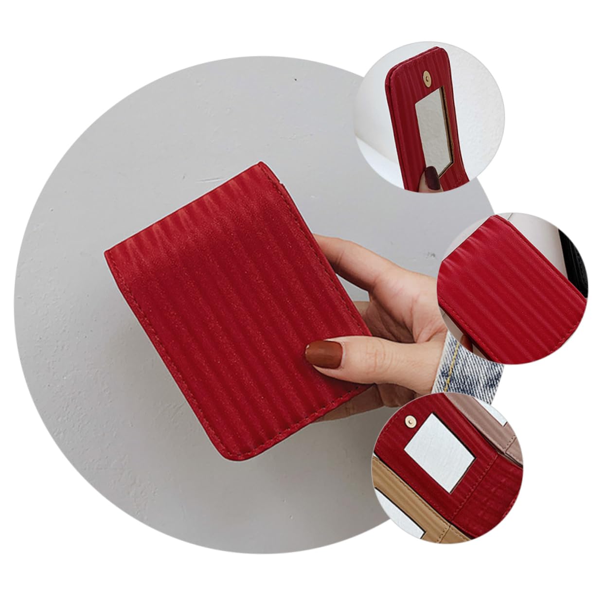 FRCOLOR 3 Pz mini borsa per rossetto makeup bag make up bag borsa cosmetici kit make up per rossetto femminile portamonete astuccio per del pu rosso