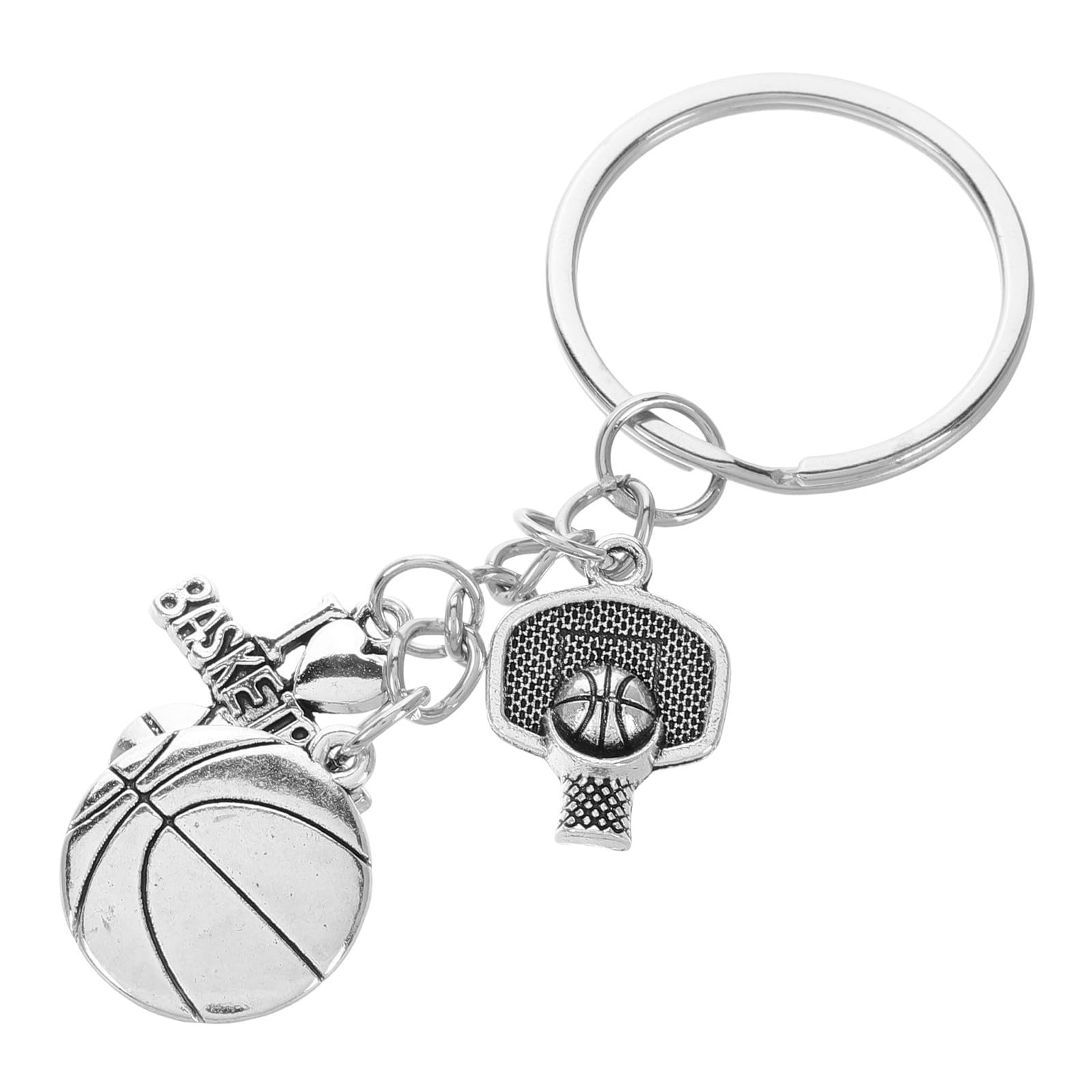Portachiavi Ciondolo da Basket in Lega di Zinco Argento, Design Creativo e Finitura Lucida, per Occasioni Speciali e Uso Quotidiano
