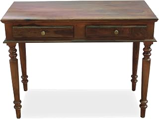 RJKART Sheesham Wood Study Table for Writing Reading Wooden Workstation Table for Home Office Desks with 2 Compartments (N... Price In India