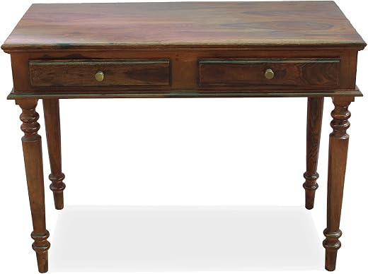 RJKART Sheesham Wood Study Table for Writing Reading Wooden Workstation Table for Home Office Desks with 2 Compartments (N...