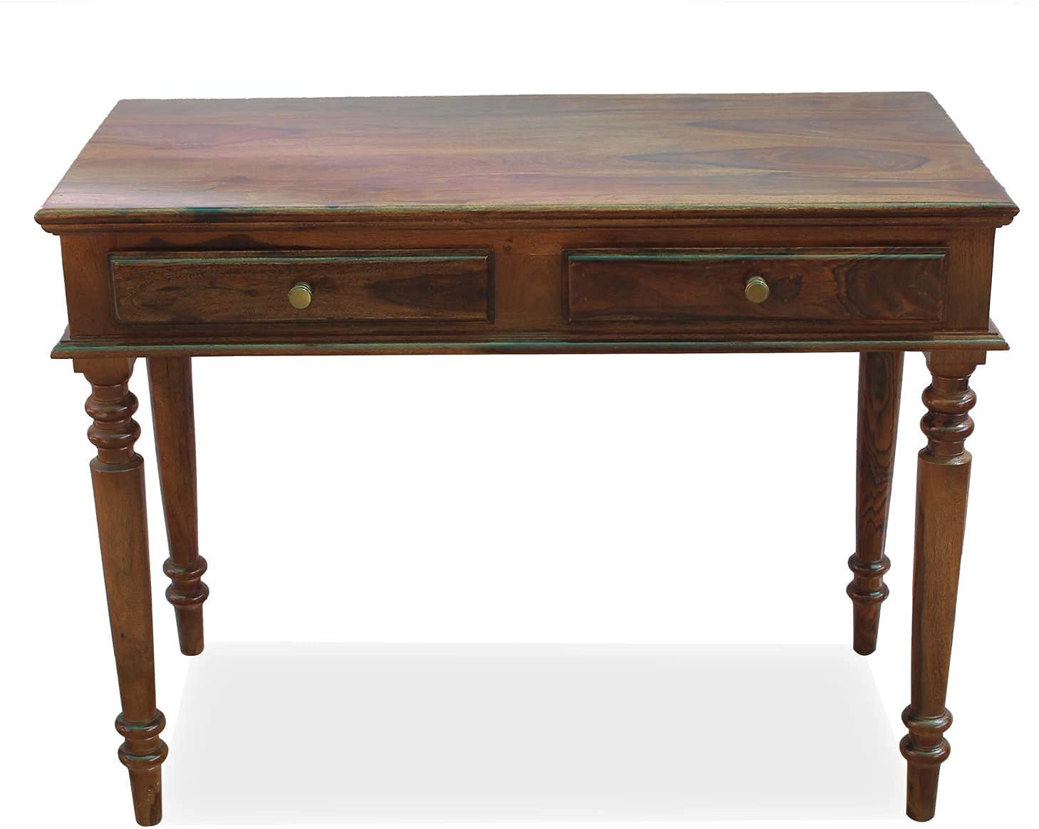 RJKART Sheesham Wood Study Table for Writing Reading Wooden Workstation Table for Home Office Desks with 2 Compartments (N...