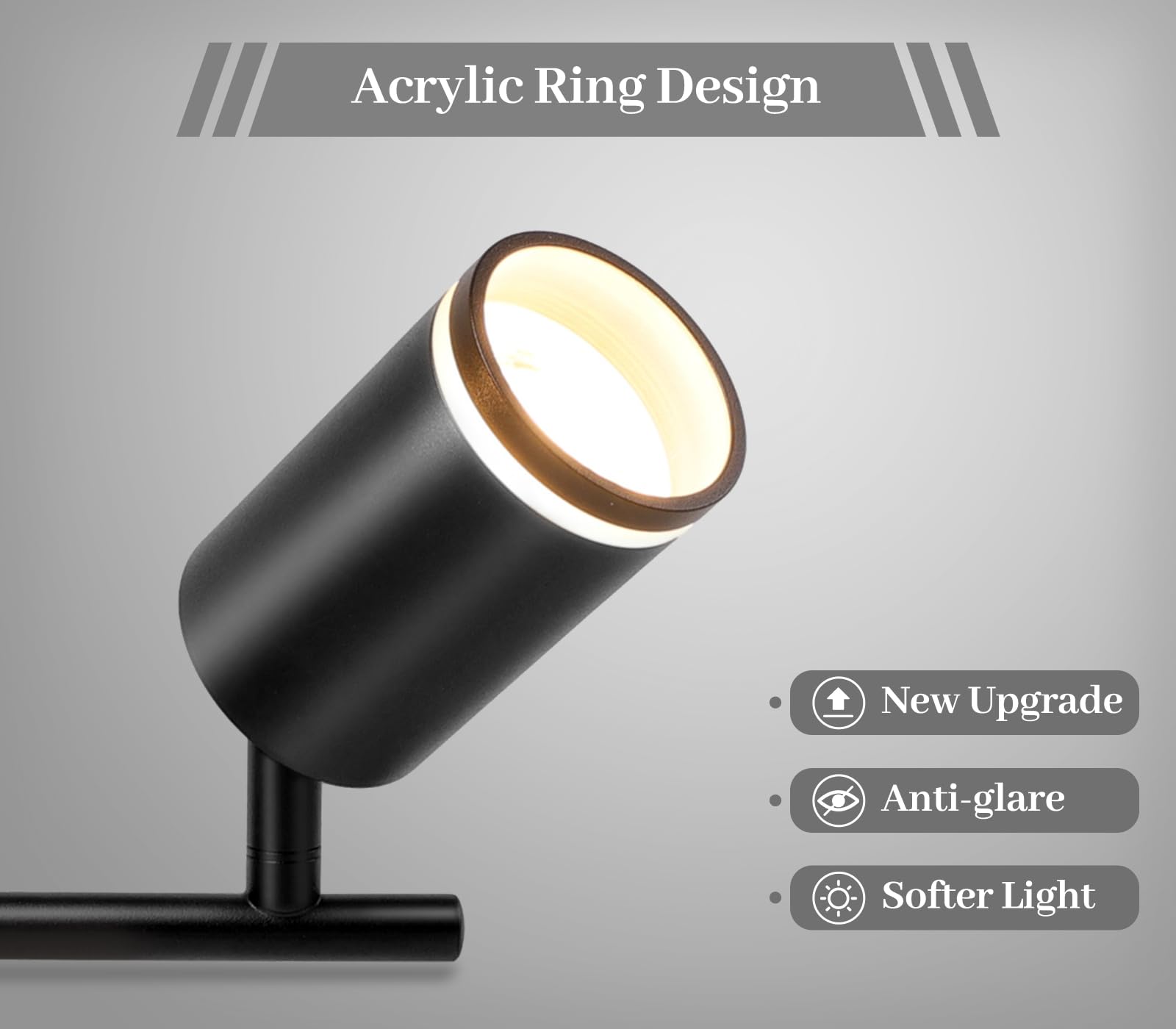 GeyouLux Reflektor sufitowy LED, 6 żarówek, lampa sufitowa LED, wychylna, czarna | GU10 lampa sufitowa punktowa, nowoczesna lampa punktowa, reflektor ścienny do salonu, sypialni, kuchni (bez żarówki)